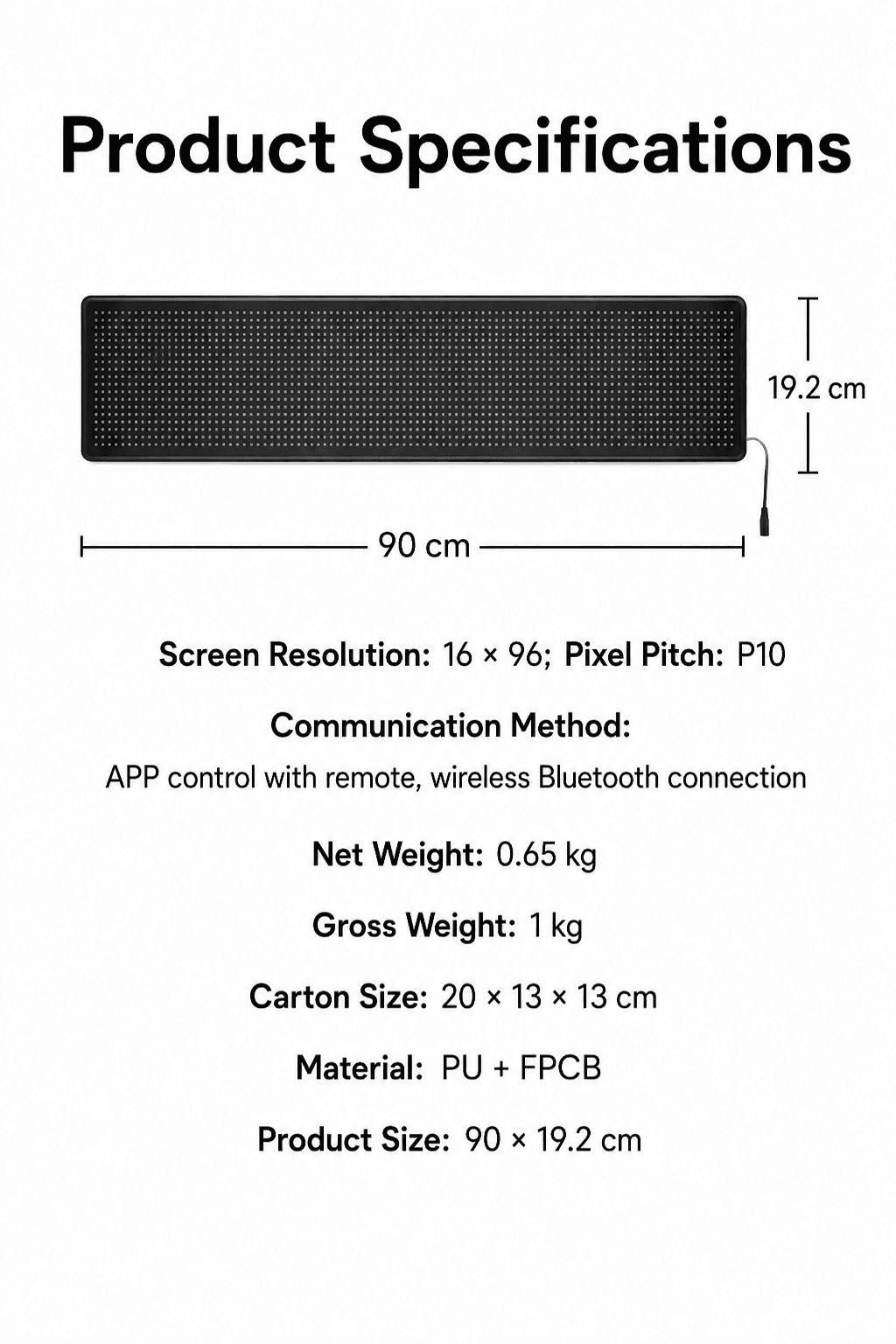 Flexible LED display product specifications